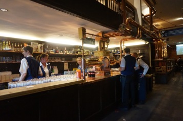 The bar at Gaffel. So many Stanges! Served from the big tanks to the right.